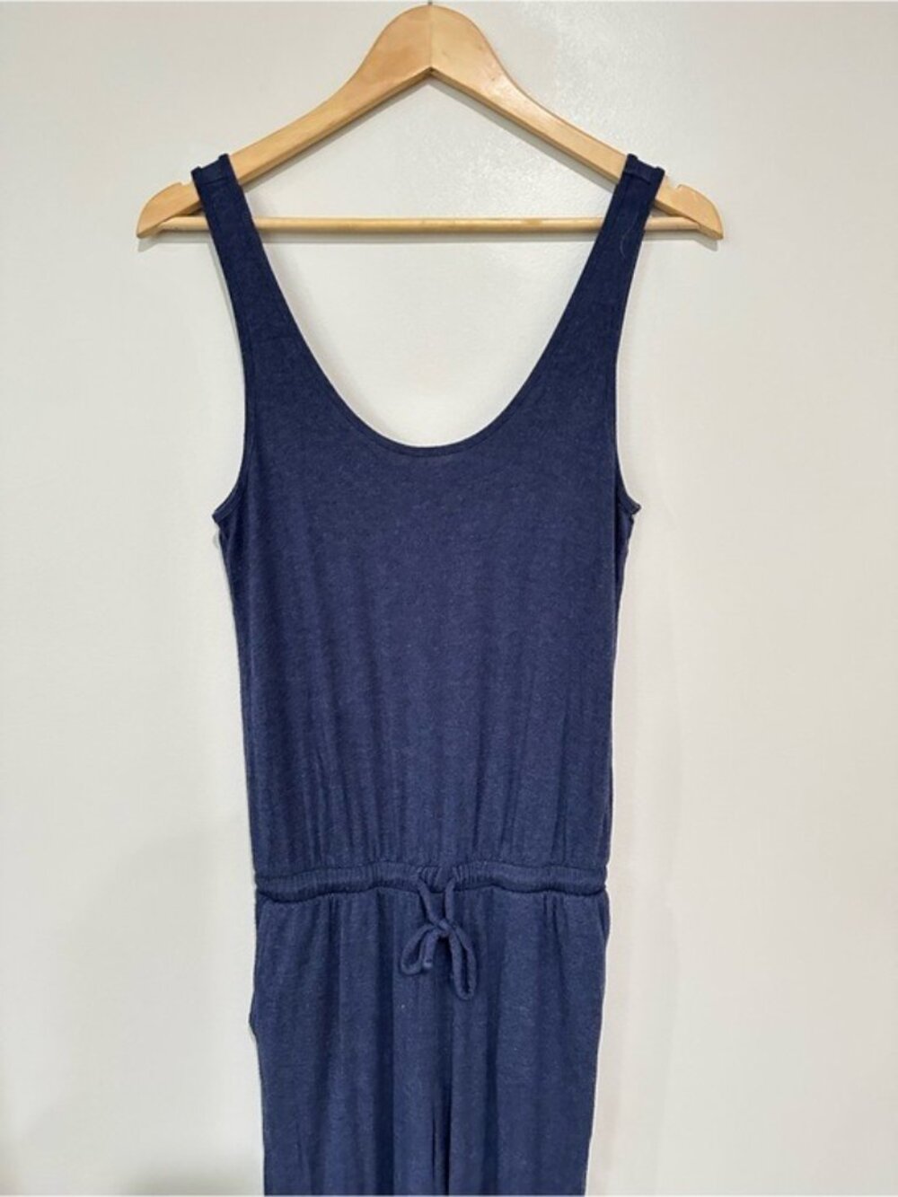 Athleta Navy Blue Wide Leg Jumpsuit Size 2 Modal Blend Sleeveless Lounge Travel - Picture 4 of 10